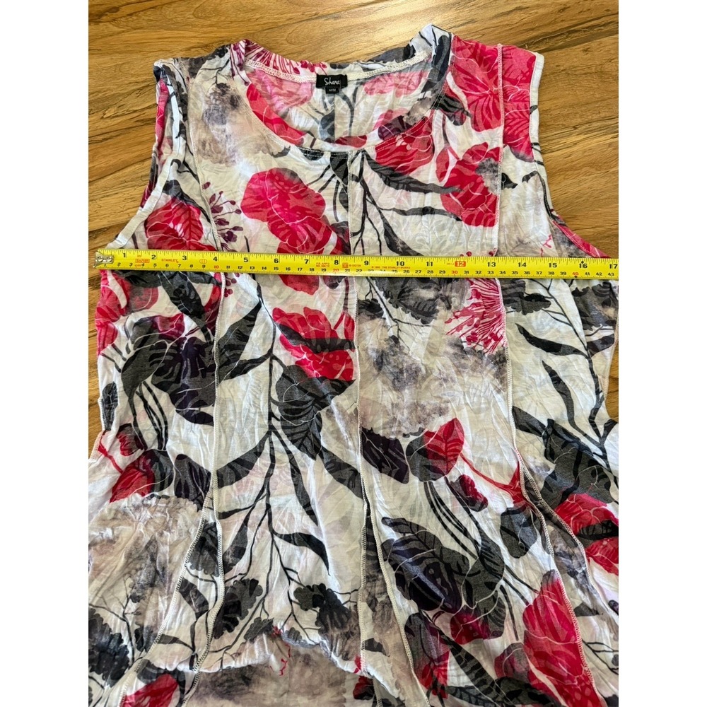 Shana Apparel Floral Crinkle Midi Dress M Pink Grey Artsy Lagenlook Boho Travel - Picture 5 of 9